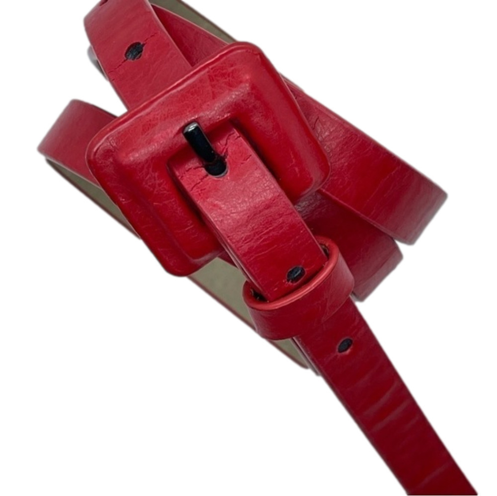 RED Leather Slim Belt Sz 36